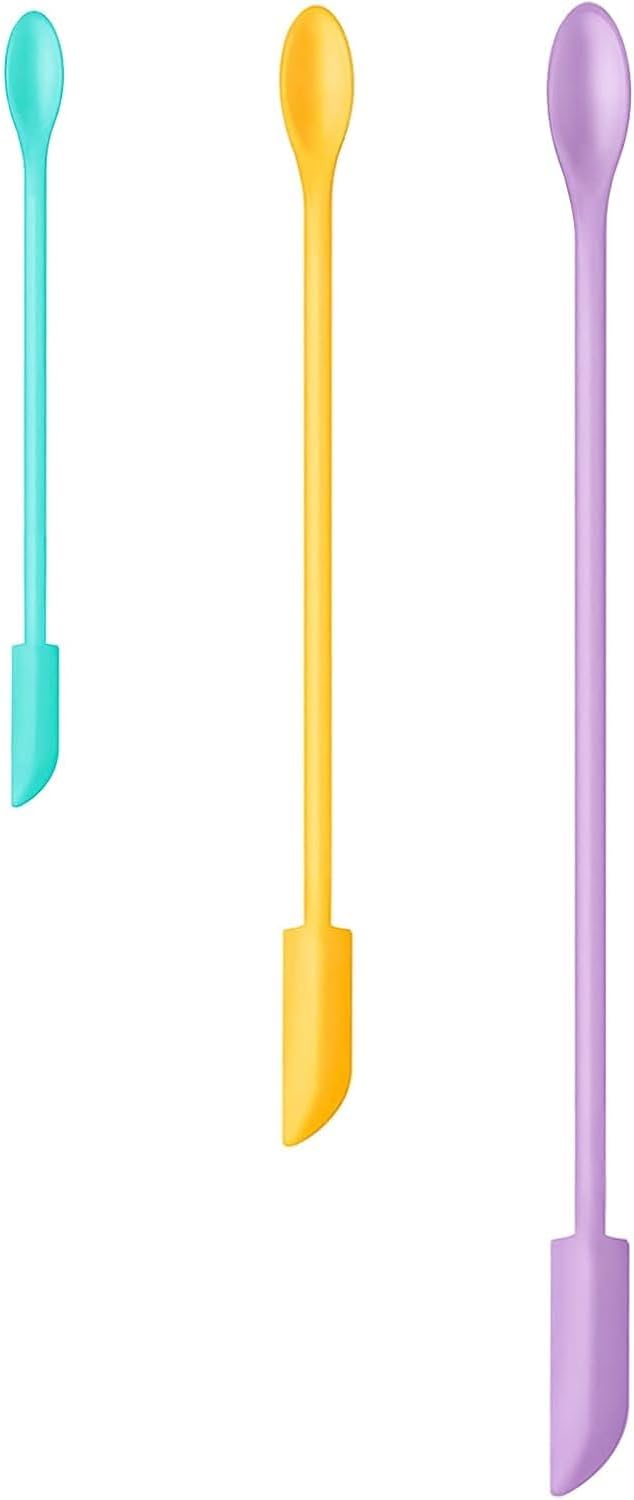 barsone Silicone Spatula Set 3Pcs - Mini Scraper Tool for Beauty & Food (Reach Every Last Drop - Multi-Size Spatulas for Makeup Jars, Lotion Bottles & Kitchen Containers)