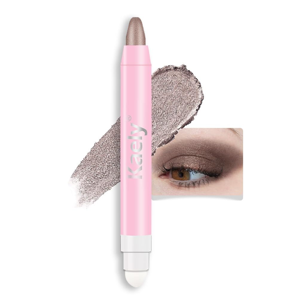 Kaely 2in1 Cream Eye Shadow Brightener Sticks for Eyes, Pencil Eyeshadow Applicator Stick Waterproof Pigmented, Eye Shadow Palette Highlighter Makeup, sombras para ojos, 19 Taupe Shimmer