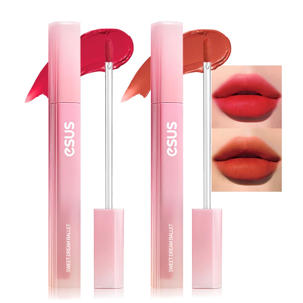 BINGBRUSH 2Pcs Velvet Light Matte Lip Tints – Colorstay Lipstick Highly Pigmented, Long-Lasting Lip Stain,Moisturizing, Waterproof, Lightweight Soft Lip Cream,Smudge-Proof & Fade-Resistant