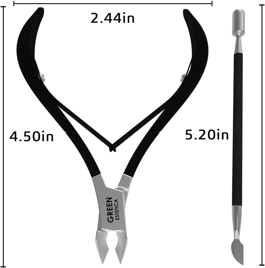 Professional Cuticle Trimmer with Cuticle Pusher Nail Cuticle Remover Nipper Silver Stainless Steel Sharp Blades Manicure Tools with Double Spring Nail Care Pedicure Nail Tools Home Spa (Black)