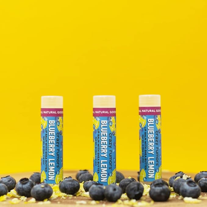 Crazy Rumors Blueberry Lemon Lip Balm. 100% Natural, Vegan, Plant-Based, Made in USA (1-Pack)
