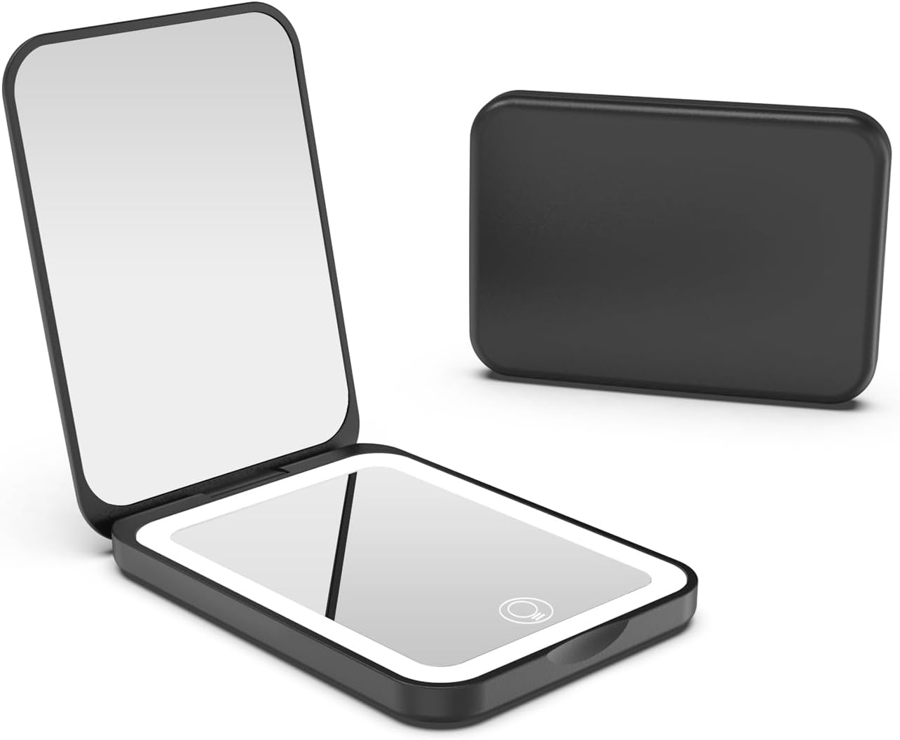 Kintion 2025 Pocket Mirror, Rechargeable Dimmable 3 Color Lighting 1X/3X LED Compact Travel Makeup Mirror for Purse, Portable, Folding, Handheld, Small Lighted Mirror for Women Gift, Black