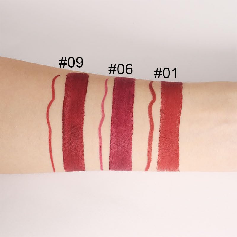 Kaely 2-in-1 Dark Wine Red Lip Liner & Lipstick Set Kit for Women, Matte Lips Kit with Lip Liner Lip Stains Long Lasting Waterproof 24 Hour Lipstick and Lip Liners Combo Lipliners Pencil Set 09