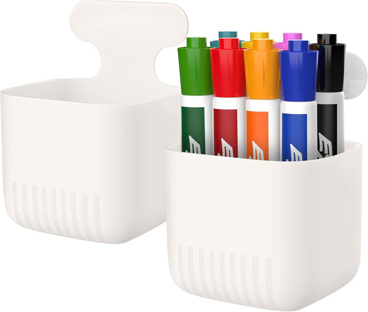 MoKo Magnetic Dry Erase Marker Holder 2Pack, Magnetic Marker Holder for Whiteboard, Pen Case Pencil Storage Organizer for Office, Locker, Refrigerator, White