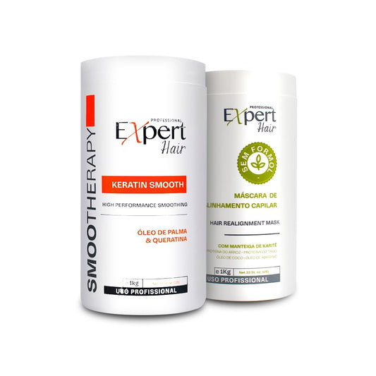 Expert Hair Botox Kit - Anti-Frizz, Thermo-Active, Natural Look, Queratina para El Cabello, 2x 1kg/35.3 oz, For All Hair Types and Textures, Cream, B-tox kit (Smooth + Bio)