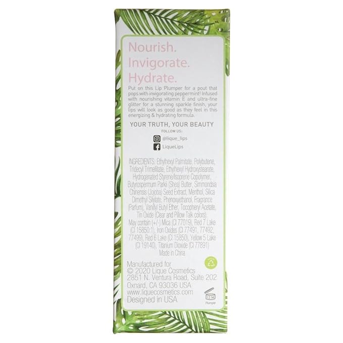 LIQUE Cosmetics Shimmer Lip Plumper, Infused with Peppermint Oil & Vitamin E for Nourishing, Enhanced Lips, High Shine, Reduces Fine Lines, Radiant, 0.22 Fl Oz.