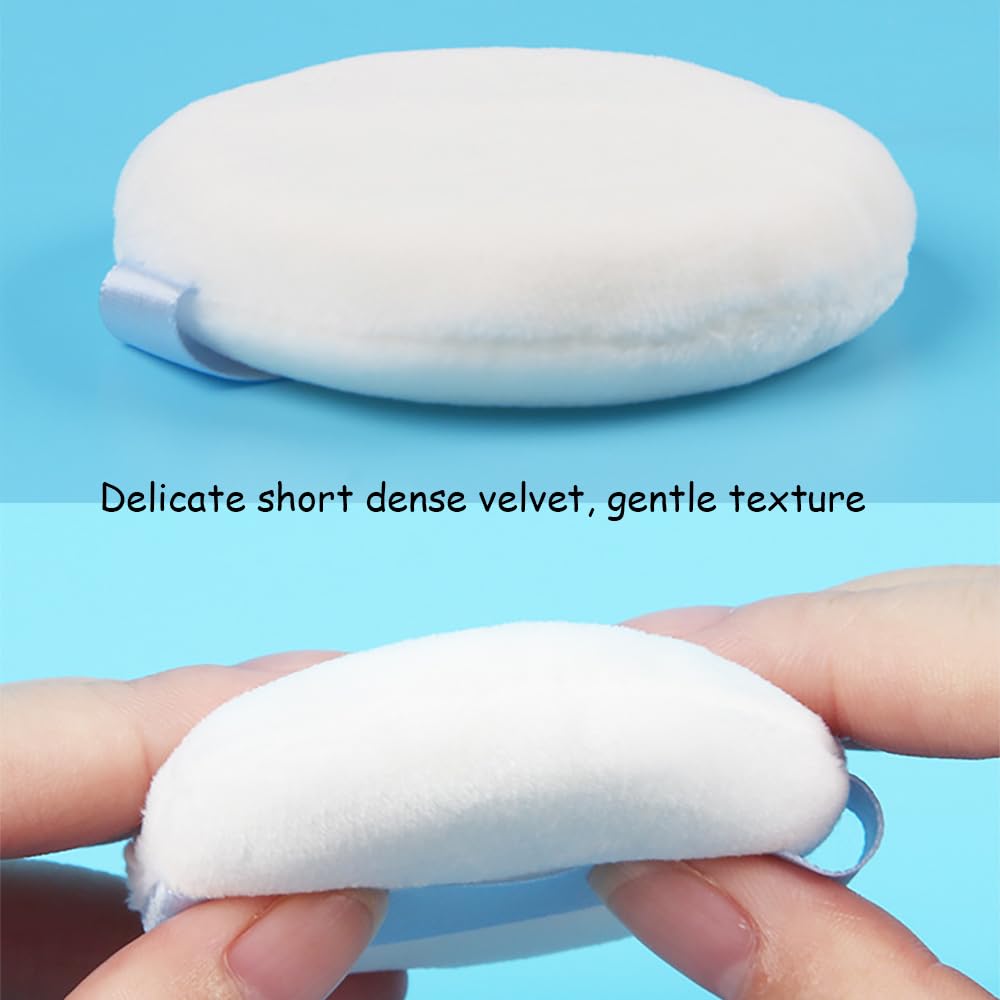 Ultra Soft Powder Puff and Rainbow Container 3.3" High Density Velvet Dusting Washable Reusable Powder Puff,Body Powder Puff and Glass Jar Holder Loose Powder Box with Puff(Multi-Color)