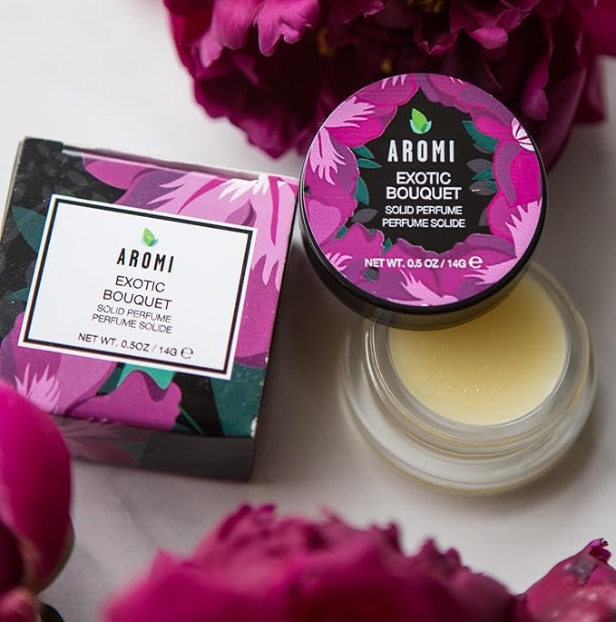 Aromi Solid Perfume | Floral Fragrance, Red Currant, Tuberose, Woodsy Scent, Vegan, Cruelty-free, Stocking Stuffer, Travel, Small Women’s Gift, Concentrated, Alcohol-Free (Exotic Bouquet)