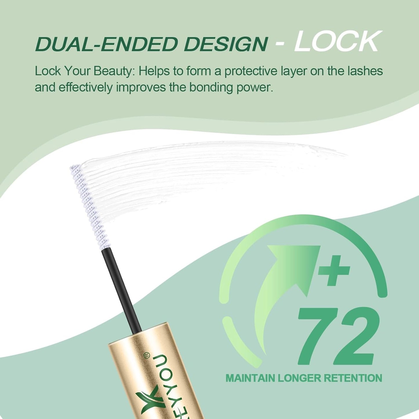 KEYYOU Lash Bond and Seal Cluster Lash Glue For Lash Clusters Strong Gentle Comfortable Bond and Seal WaterProof Mascara Wand Individual Lash Glue 5ml+5ml(CLEAR)