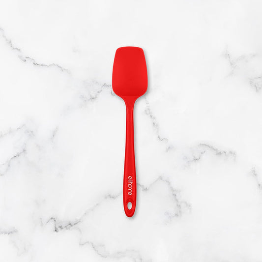 Elihome Mini Silicone Spoonula - Non-Stick Heat Resistant Silicone Scraper Spatula for Mixing, Serving, Scraping, Stirring, and More, 8.75 Inch, Red