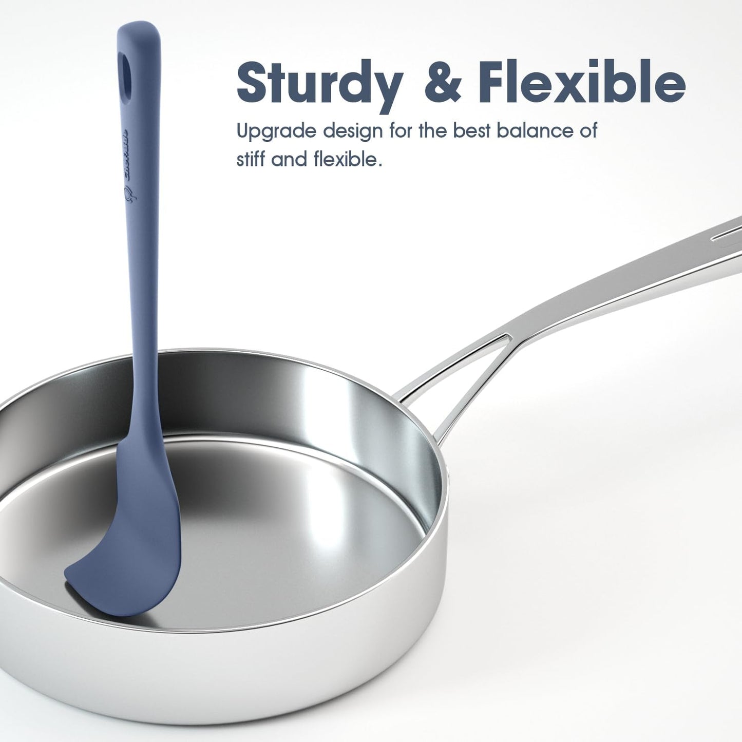 5 Pieces Silicone Spatula Set, Food Grade Rubber Spatula, Upgrade Strong Handle with Ergonomic Grip, Heat Resistant Up to 600°F for Nonstick Cookware, Cooking Blue