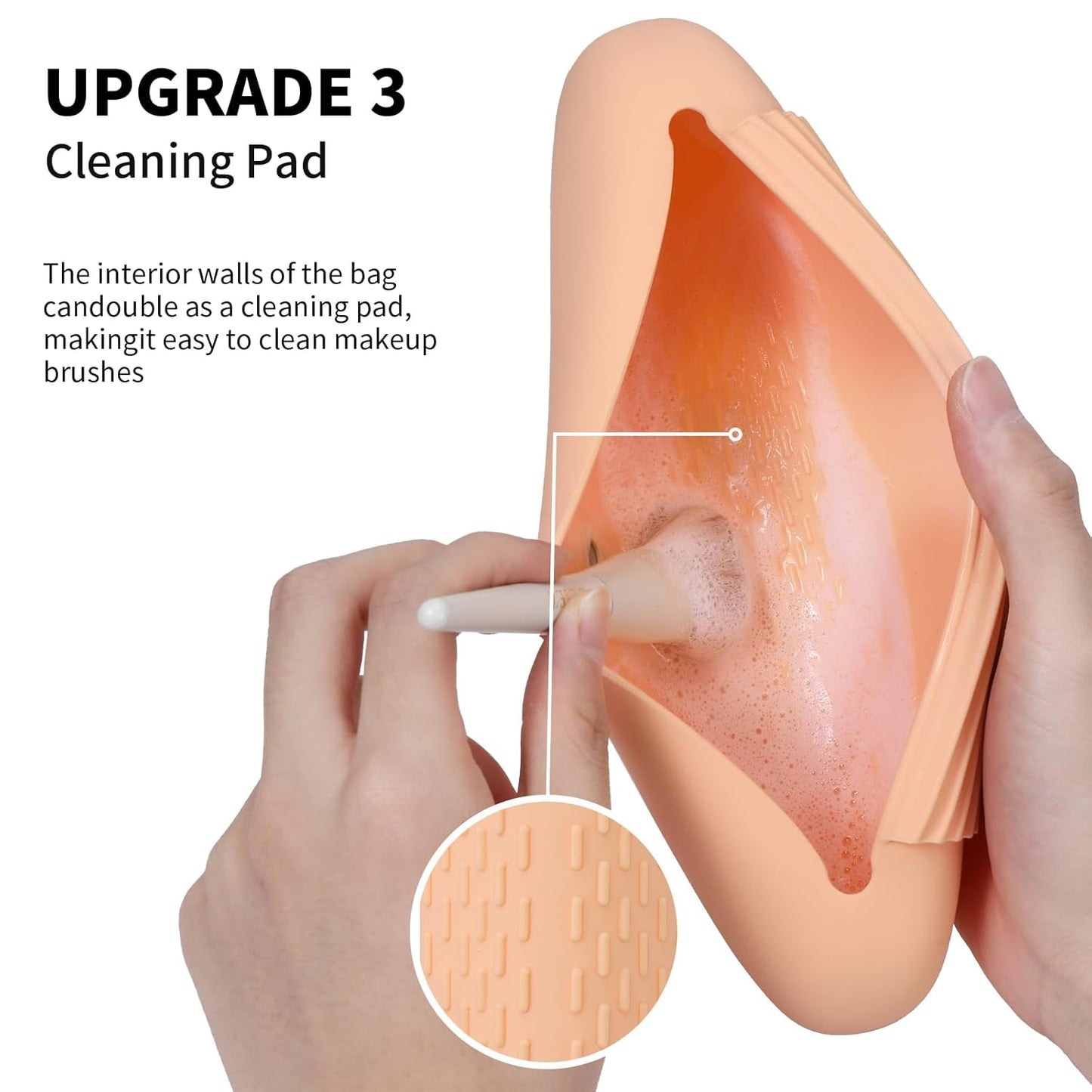 Silicone Makeup Brush Holder Travel Cosmetic Bag:Soft Portable Cosmetic Face Brushes Holder with Upgrade Anti-Fall Out Magnetic Closure, Large Travel Makeup Brush Case - Melon