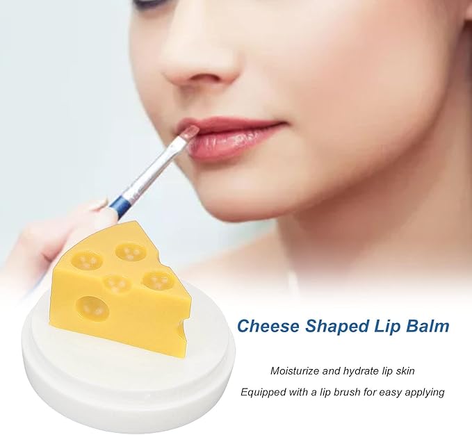 Cheese Shaped Lip Balm, Moisturizing Nourishing Repair Lip Balm, Hydrating Lip Balm for Chapped Cracked Lips 0.3oz(02)