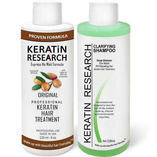 Brazilian Keratin Hair Straightening Complex (2x 120ml) - Blowout Long-Lasting Treatment with Argan Oil for Smooth, Professional Straightening Results - Keratin Research
