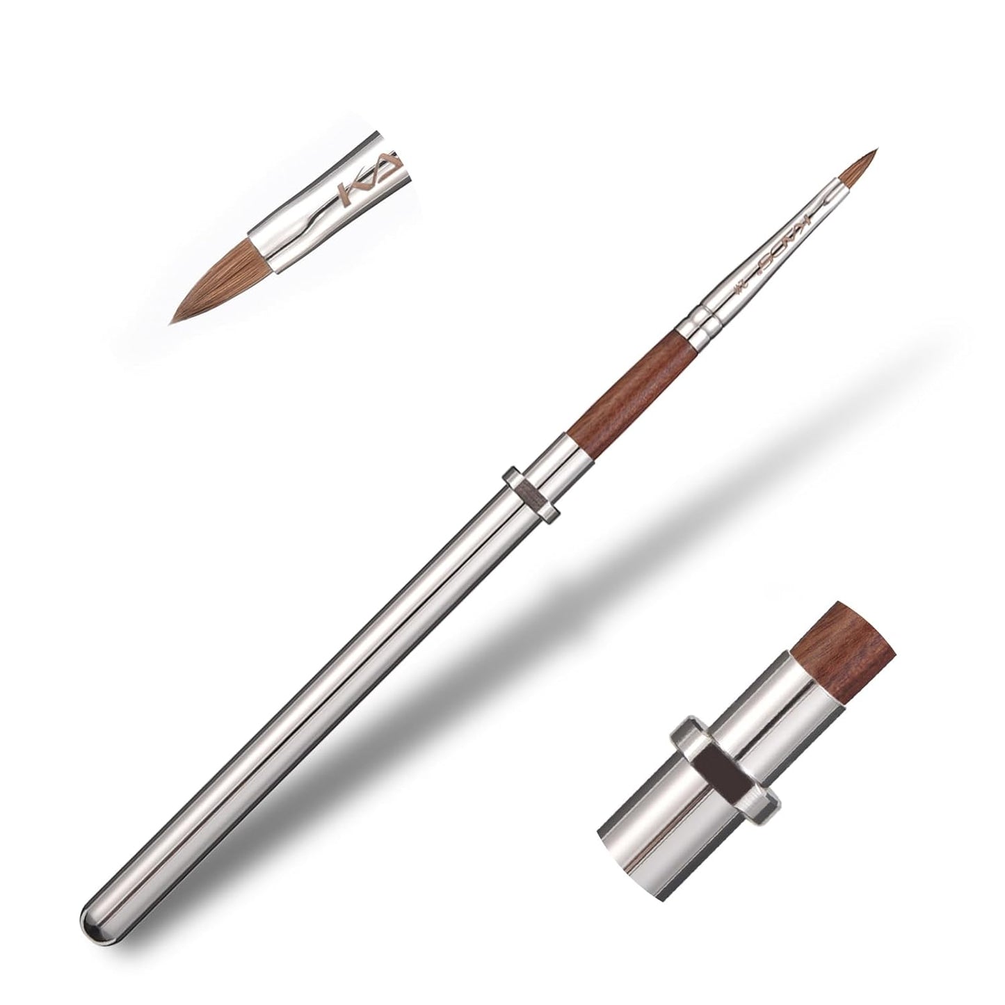 KADS Acrylic Nail Brush with Penholder Nail Brush for Acrylic Application-Oval Shaped Powder Nail Design Tools for Professional Manicure DIY Home Salon (2#)