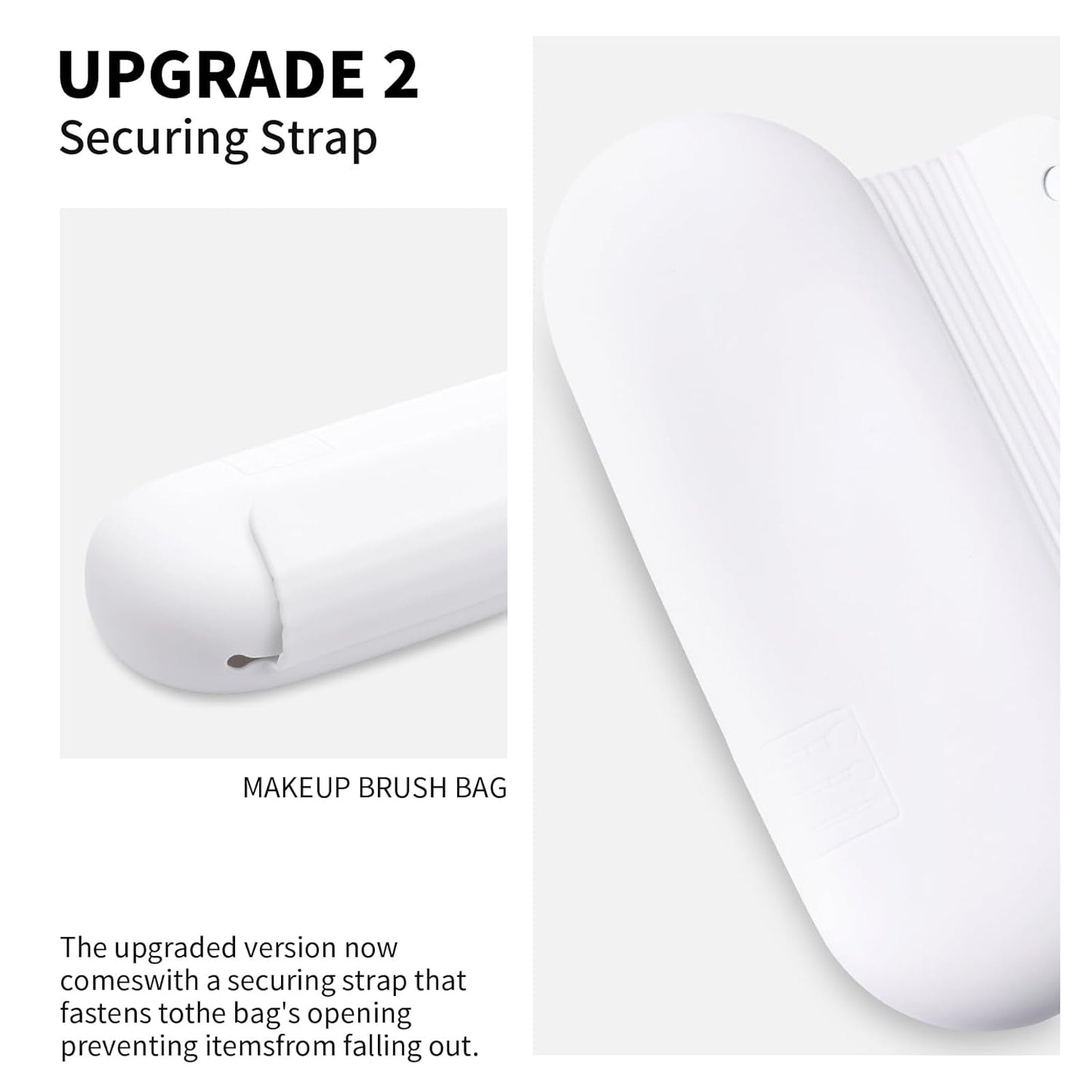 Silicone Makeup Brush Holder Travel Cosmetic Bag:Soft Portable Cosmetic Face Brushes Holder with Upgrade Anti-Fall Out Magnetic Closure, Large Travel Makeup Brush Case - White