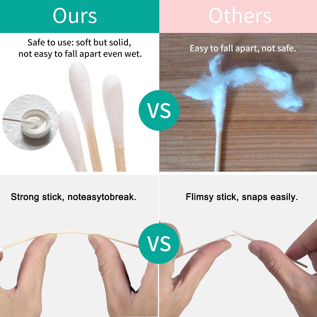 Eyxformula 600 PCS 6 Inch Cotton Swabs with Sturdy Bamboo Sticks – Extra Long, Lint-Free, High Absorbent, Non Sterile Cotton Tipped Applicators for Dog Ear Cleaning, Gun Cleaning, Makeup, Crafts