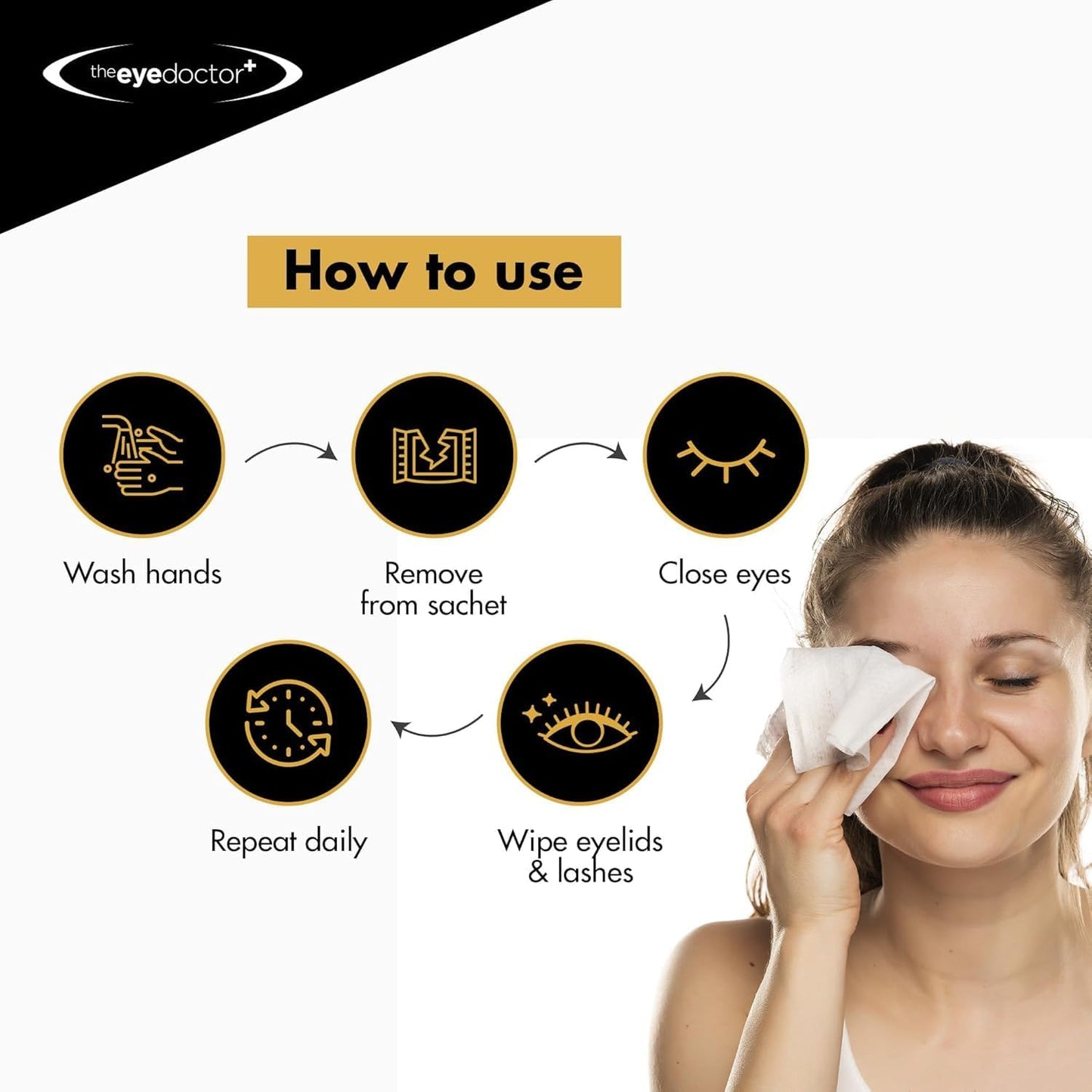 The Eye Doctor Biodegradable Eyelid Wipes - 80 x Single Use Eye Cleaning Wipes for Daily Lid Care - Individual Preservative Free Sensitive Eye Cleaner - Soothes Cleans and Refreshes