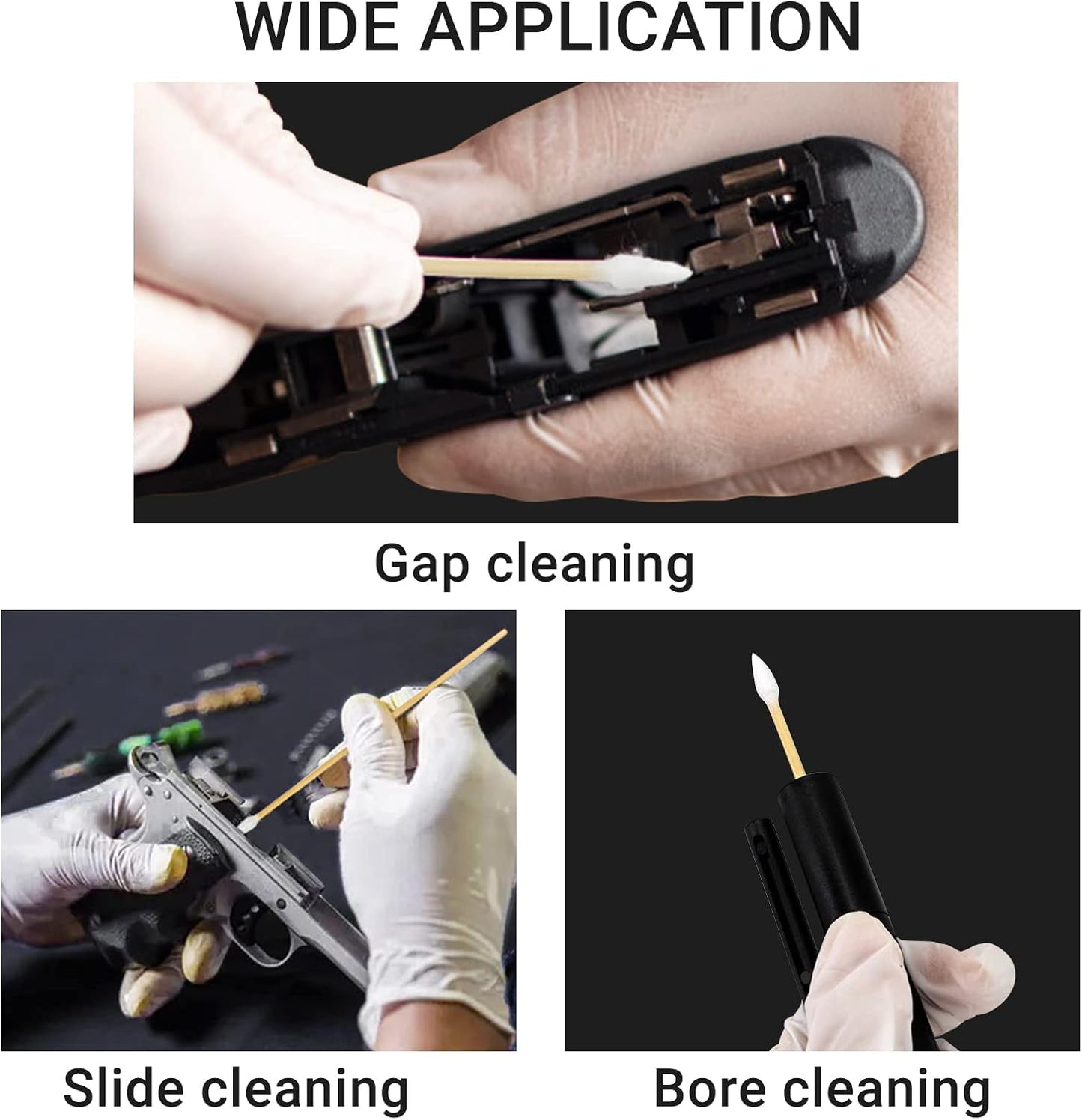 500/1000 Count 6'' Long Round/Pointed Cotton Swabs Durable Stem, Lint- Free Gun Cleaning Swabs Pure Cotton Tips for Gun Maintenance, Makeup, Pet Care, Equipment (Detailed Work)