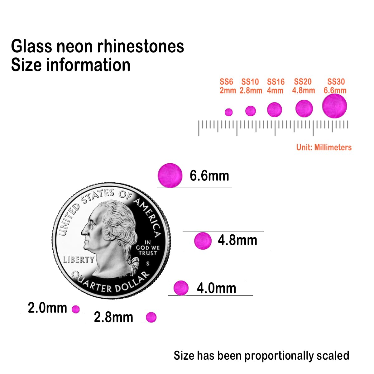 Flatback Glass Rhinestones,Bedazzler Gems 1440pcs Non Hotfix Crystal Rhinestones for Nail Charms Crafts Clothes Tumblers,Rosy Pink Neon,SS10
