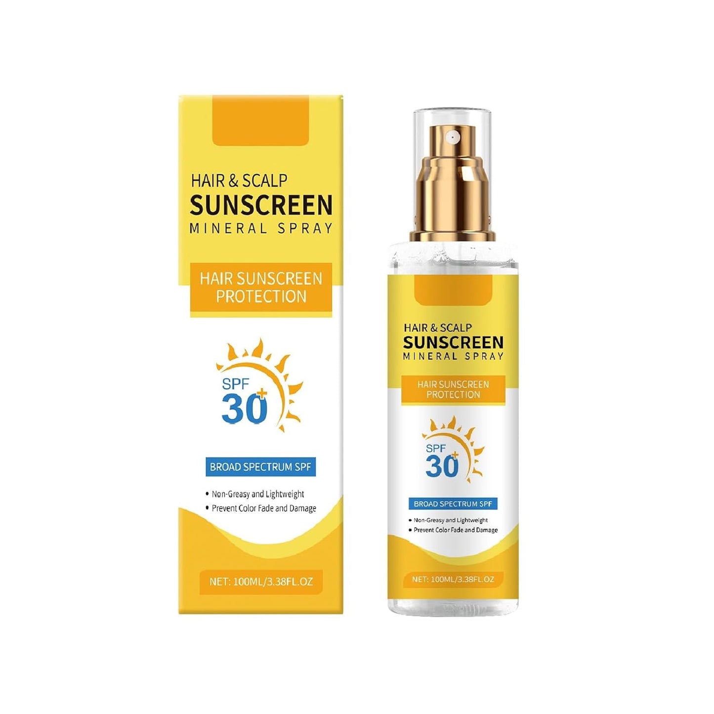 Hair and Scalp Sunscreen Spray SPF 30, Prevents Hair Fading Dryness & Scalp Sunburn for All Skin Type and UV Defense.(1 Pcs)