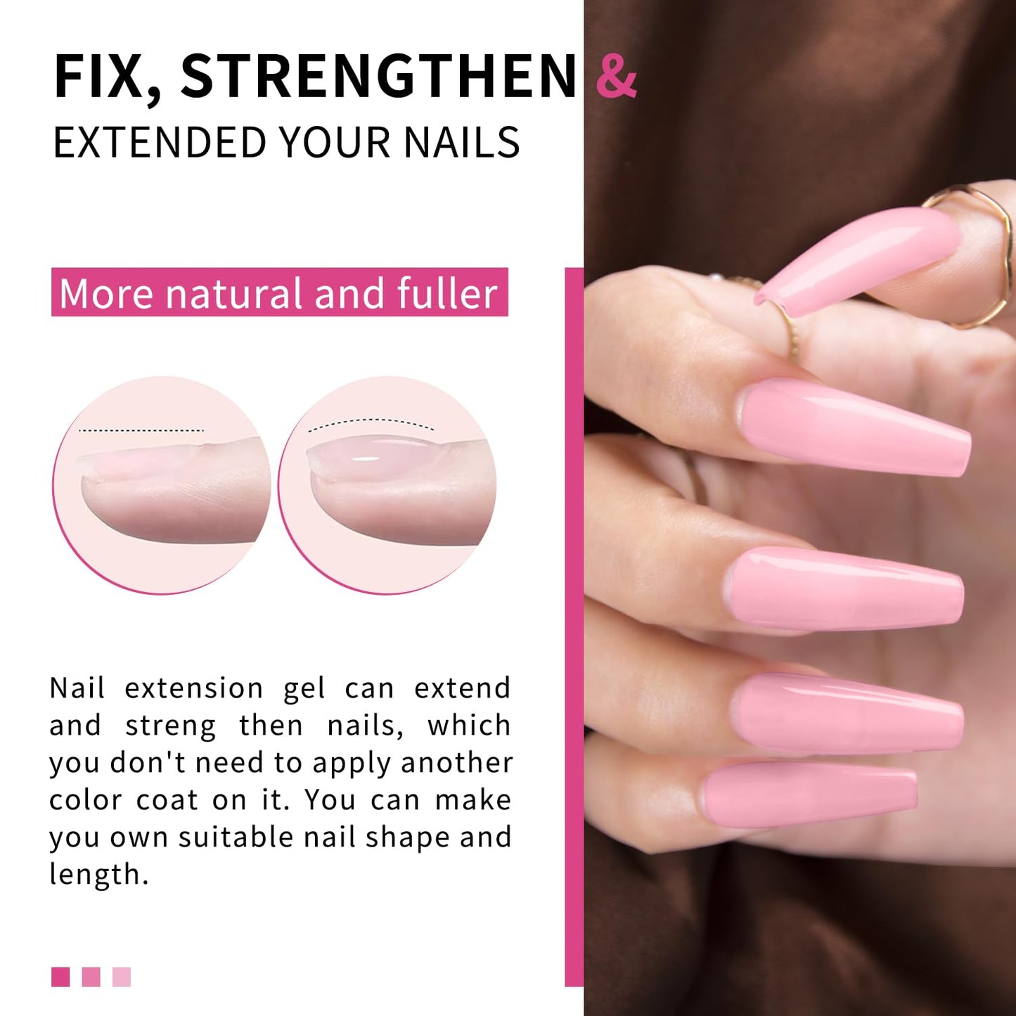 Salon-Grade Baby Pink Builder Gel - Hypoallergenic Strong Base Coat | Long-Lasting Adhesion (30+ Days) for Professional Nails Gift for Women