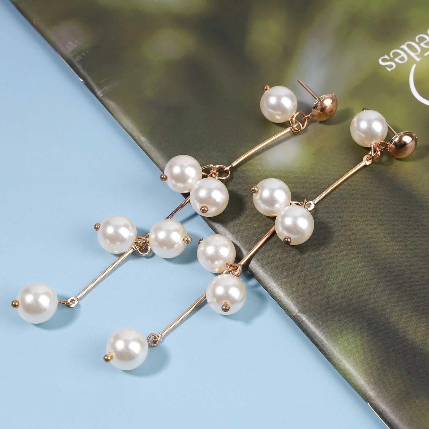 Boho Pearl Tassel Earrings Gold Drop Dangle Earrings Vintage Pearl Earrings Bridal Drop Earrings Jewelry for Women and Girls Gifts