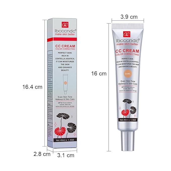 Color Correcting CC Cream with SPF 25,Full-Coverage Foundation,Hydrating Serum,Refine Skin Texture, Avoid Sun Damage (Light, 45 ml)