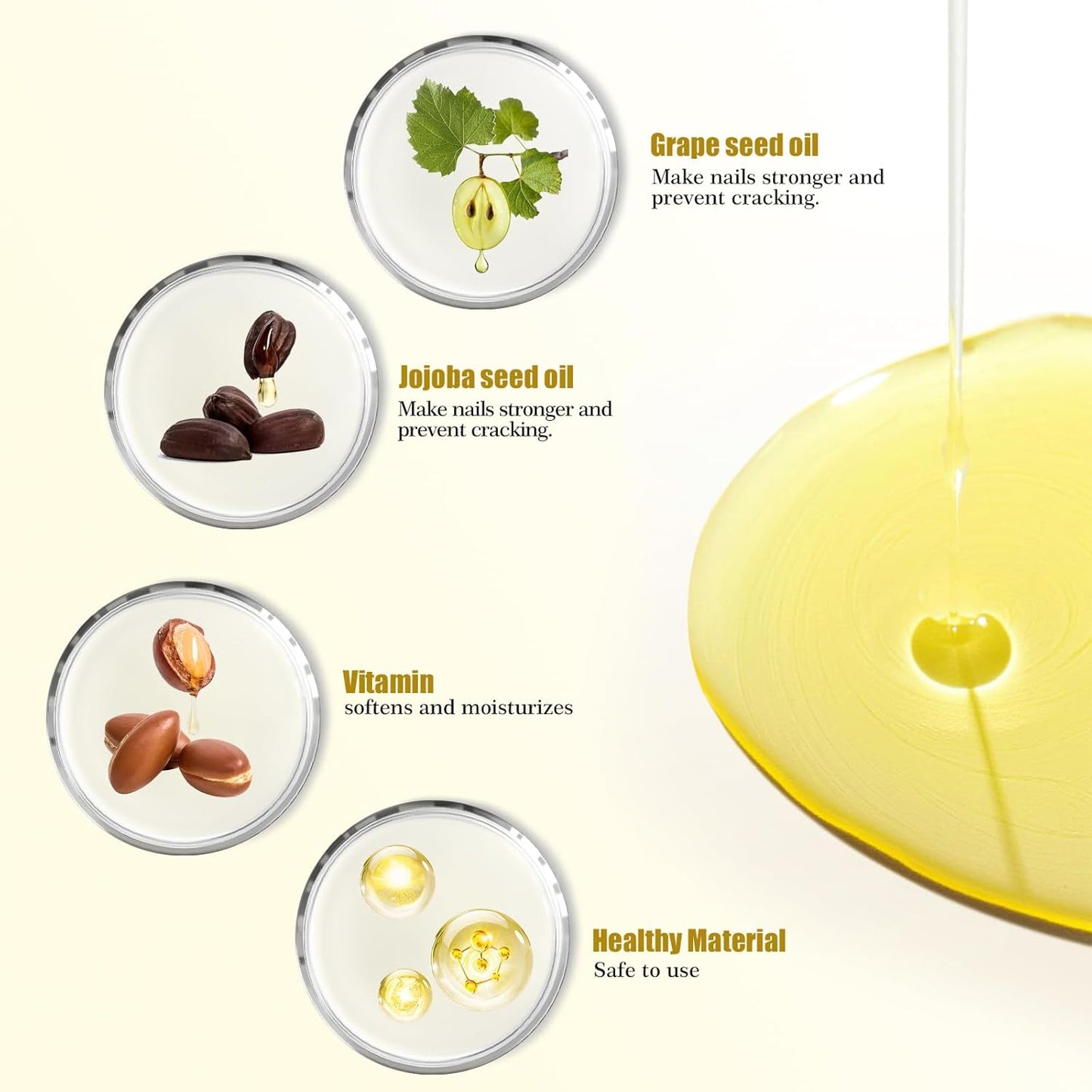 ADHERE Cuticle Oil for Nails Professional Nail Oil 8ML, Jojoba Nail Cuticle Oil Contains Vitamins with Soft Brush, for Nourishing, Hydrating, Dry Rough Nail Care Repair Essential Nail Care(Milky)