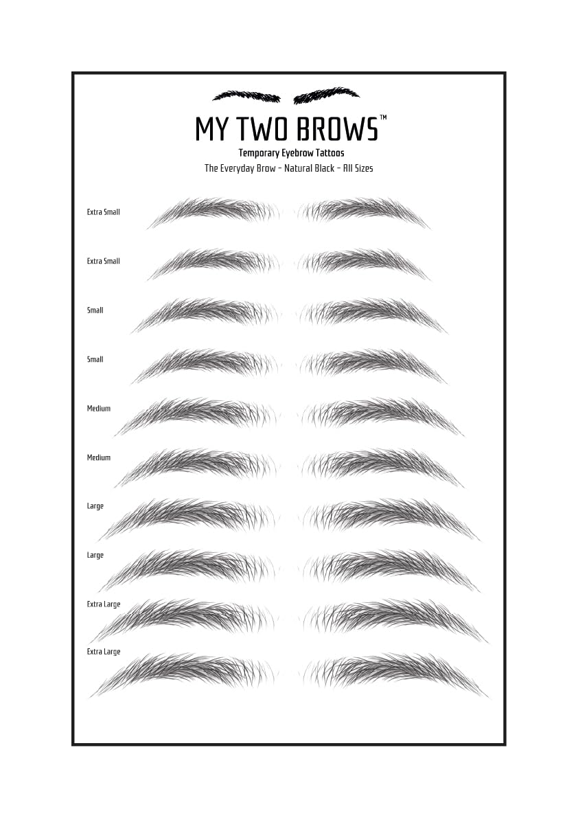 (10 pairs) Natural Black Temporary Eyebrow Tattoo - Small Size - Waterproof & Smudgeproof - Everyday Brow Style Eyebrow Stickers - Sheet Lasts up to 30 Days - Won't Work on Existing Brows