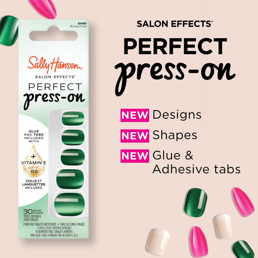 Sally Hansen Instant Cuticle Remover and Amaze-Mint Press On Nails Kit with Nail Glue and Adhesive Tabs