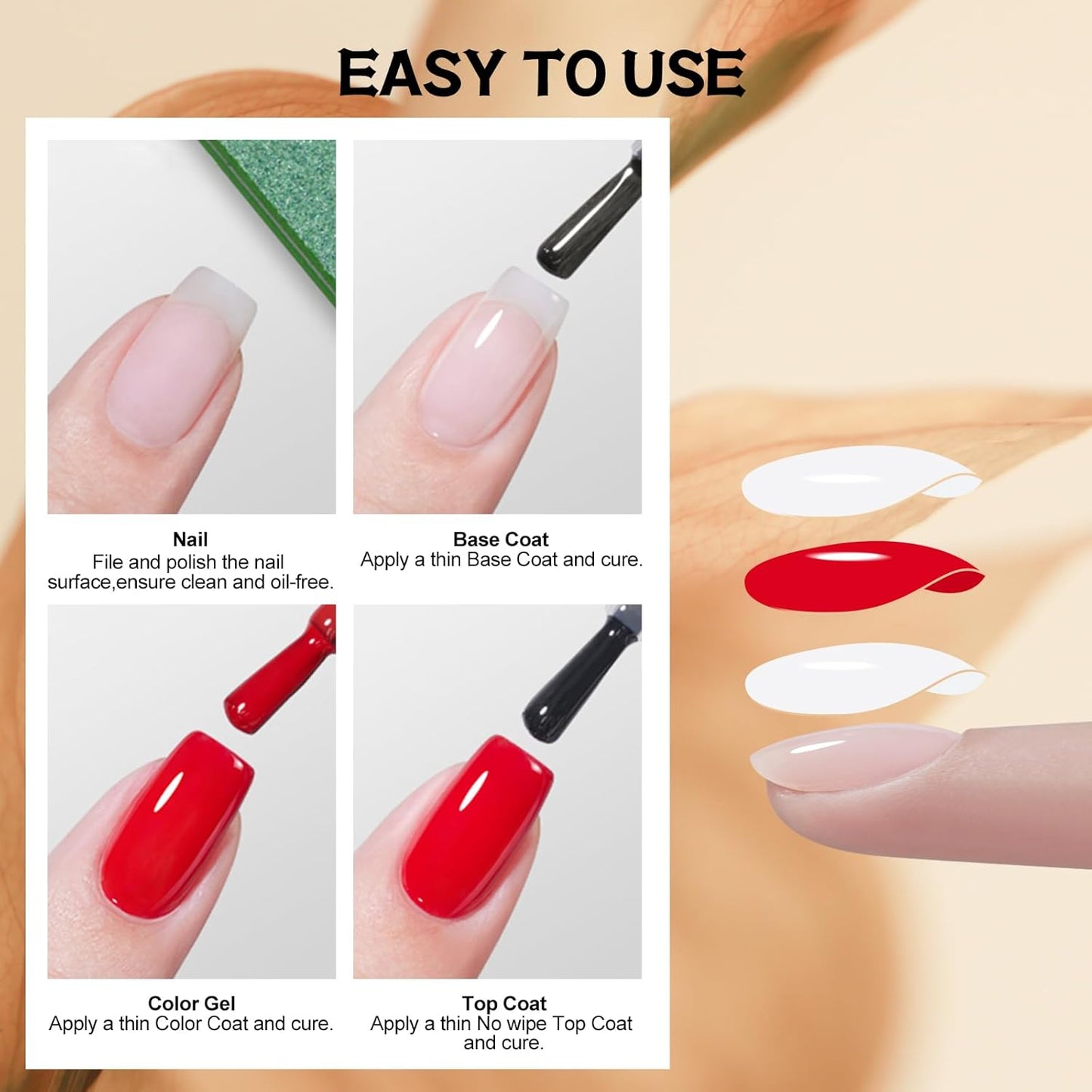 ADHERE Gel Top Coat- 15ML/0.5fl oz Top Coat Gel Nail Polish, Glossy Shine Finish and Long Lasting, Soak Off Nail Lamp Gel,for Home DIY and Nail Salon