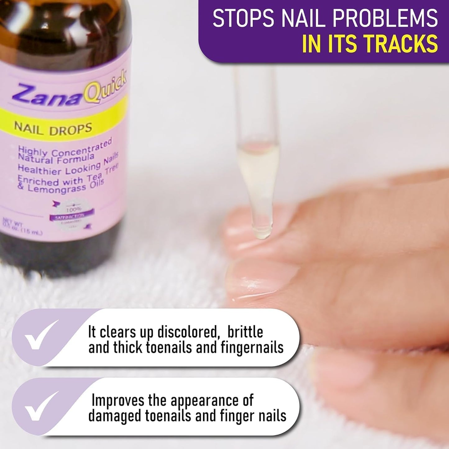 ZanaQuick Extra Strength Toenail & Fingernail Repair Drops - Nail Care Renewal for Thick, Damaged & Discolored Nails - 1 Pack, 0.50 fl oz