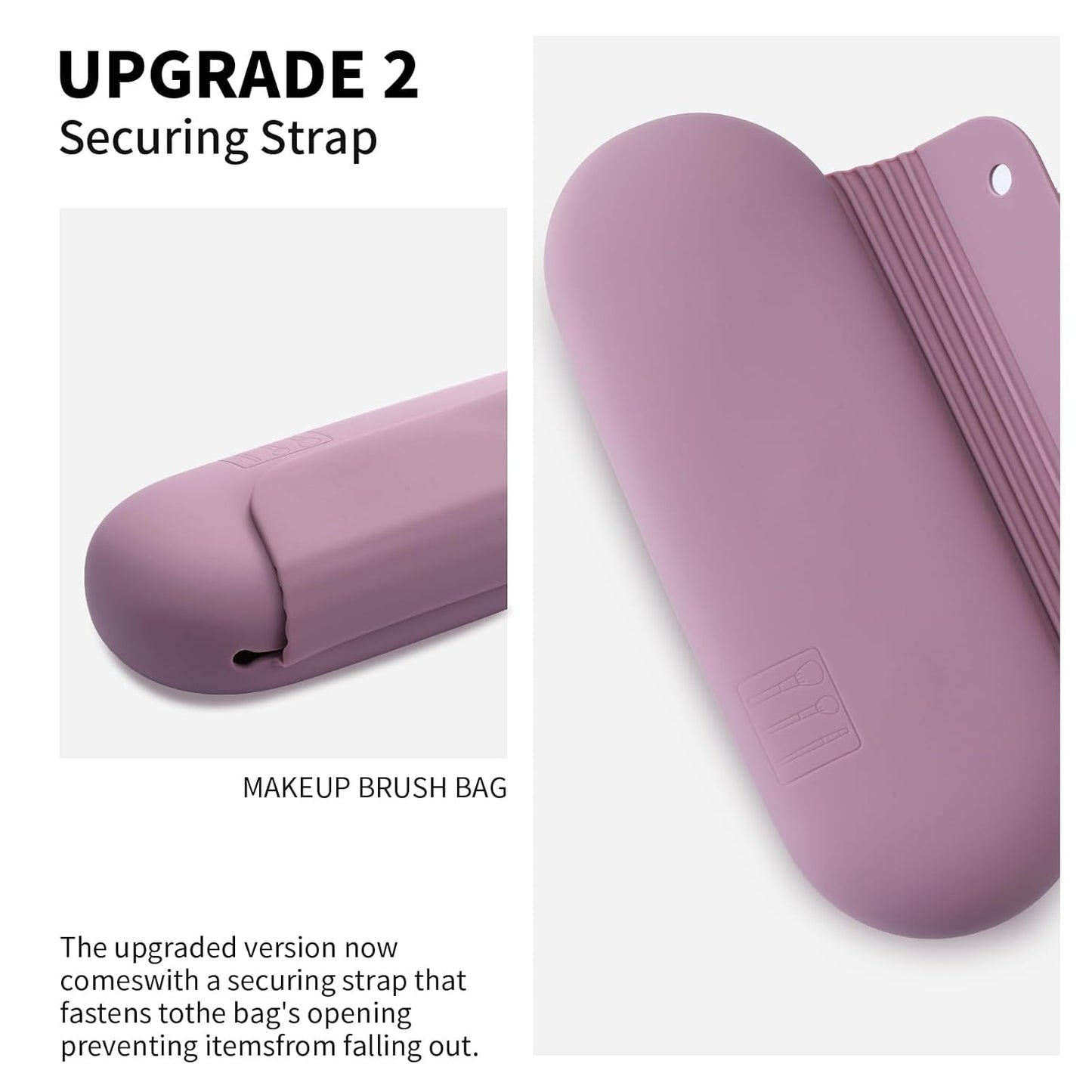 Silicone Makeup Brush Holder Travel Cosmetic Bag:Soft Portable Cosmetic Face Brushes Holder with Upgrade Anti-Fall Out Magnetic Closure, Large Travel Makeup Brush Case - Light Purple