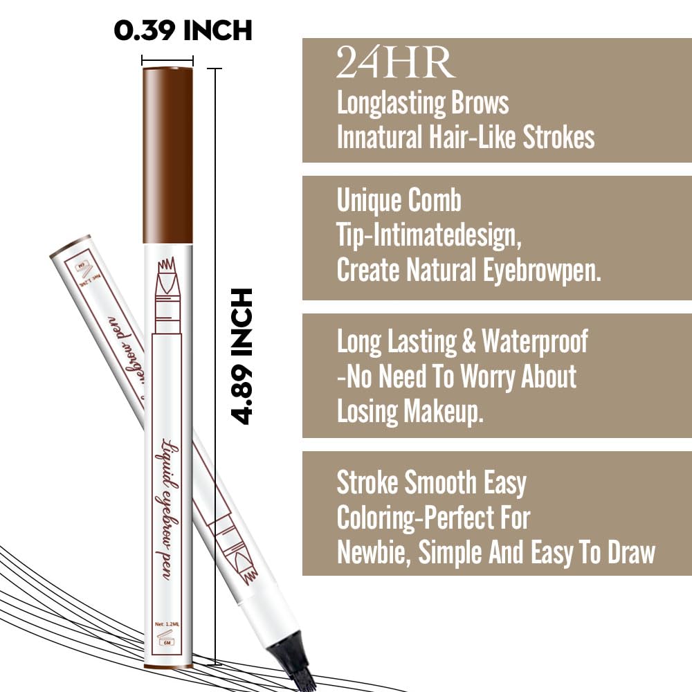 Eyebrow Ink Pencil by Brow Stylist -Micro 4 Point Brow Pen Lift & Snatch Eyebrow Pen Kits with 3 Eyebrow Stencil Long-Lasting Waterproof Natural Eyebrow Hair (4Pcs 01#&02#&03#&04#)