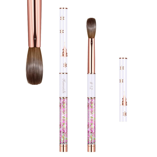 Acrylic Nail Brush Size 12,KEMEISI 100% Pure Kolinsky Nail Art Brushes Sturdy Handle Oval Shaped Acrylic Powder Nail Design Tools for Professional Manicure DIY Home Salon (White)