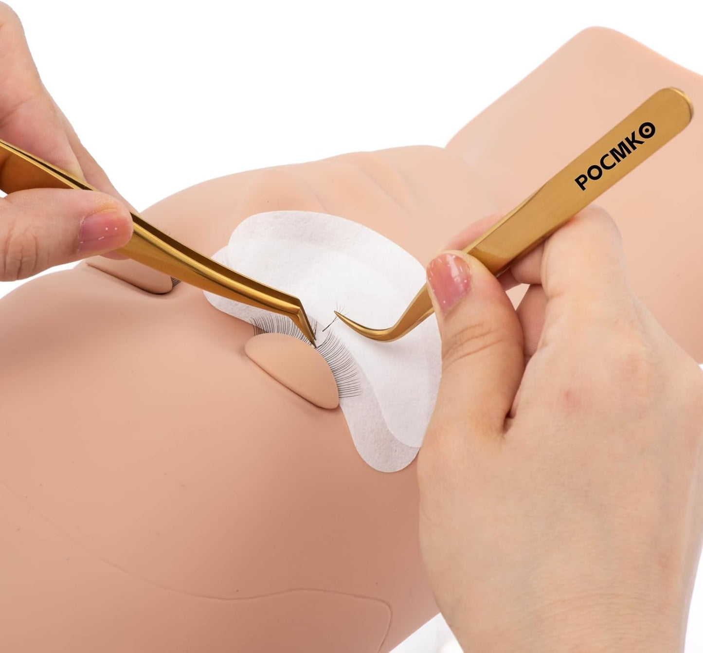 Lash Tweezers for Eyelash Extensions, Professional Eyelash Tweezer Set, Lash Extension Tweezer Kit (Set of 7, Gold)