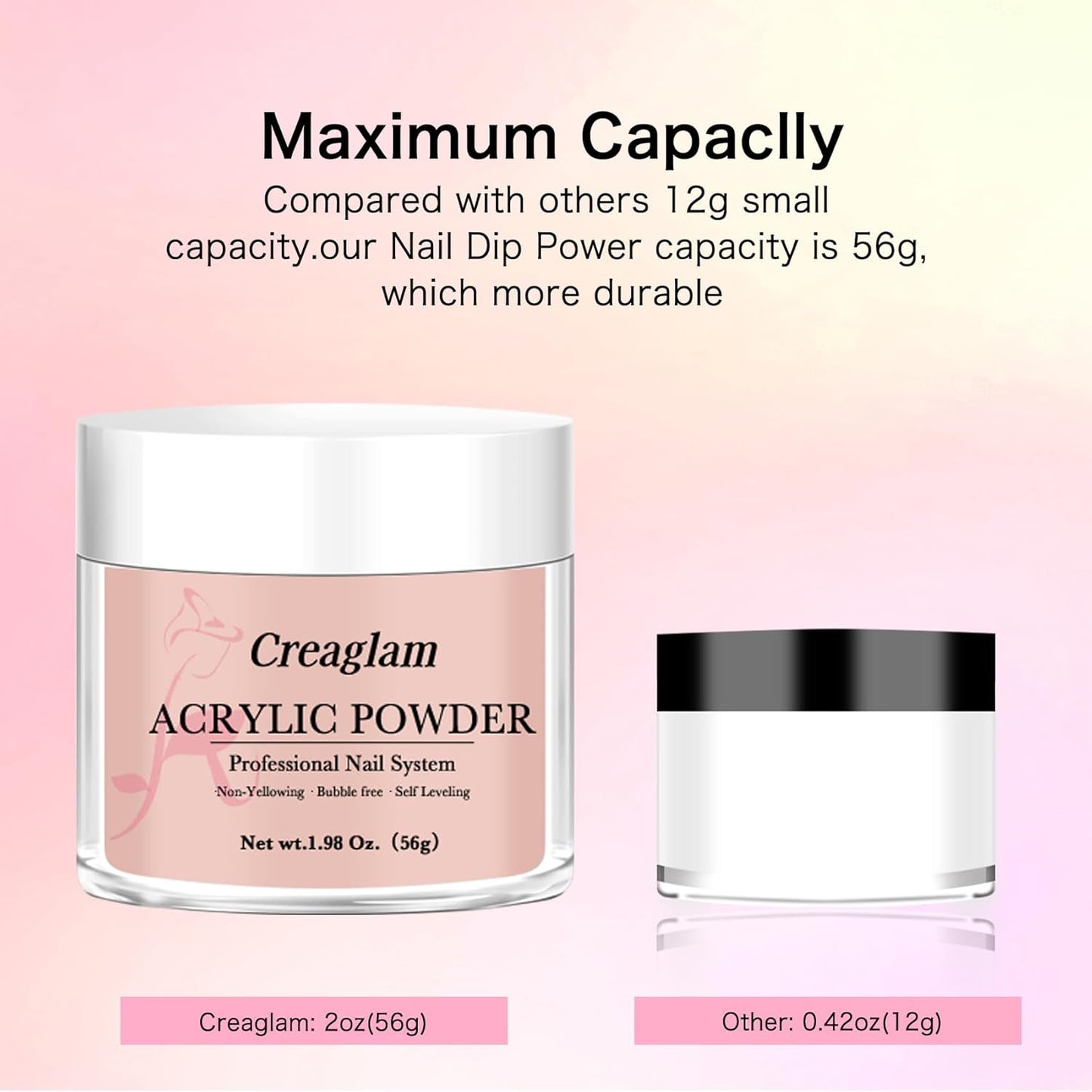 Acrylic Powder for Nail 56g: 2oz Papaya Punch Acrylic Powder Large Capacity Professional for 3D Art Carving French Extension - DIY Nail Carving Long-Lasting No Needed Lamp