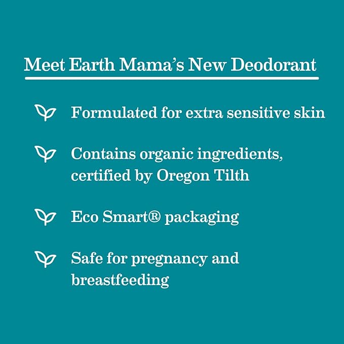 Earth Mama Ginger Fresh Deodorant | Safe for Sensitive Skin, Pregnancy and Breastfeeding, Contains Organic Ginger and Lime, No Baking Soda or Aluminum, 2.65-Ounce (2-Pack)
