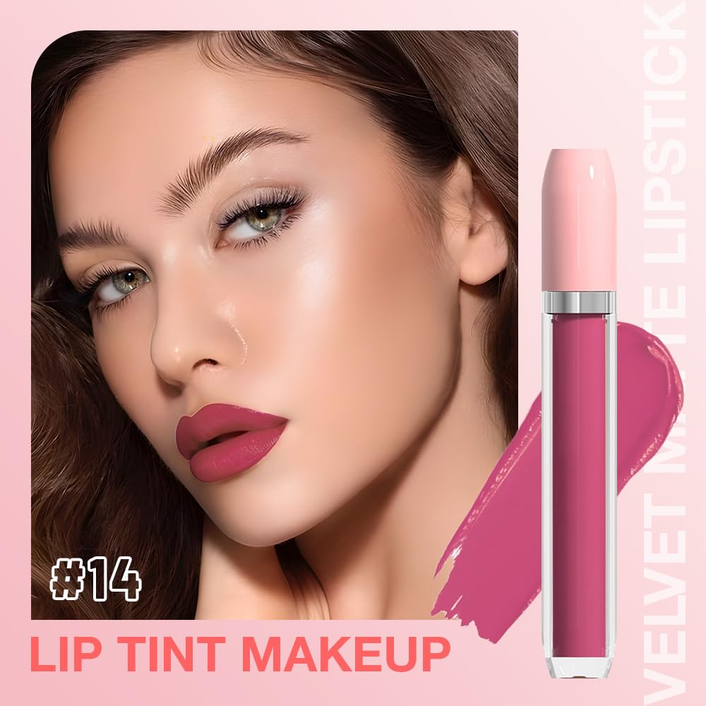 BINGBRUSH Super Matte Longwear No-Budge Stay On Smudge Proof Liquid Lipstick Long Lasting Makeup for Women,Highly Pigmented Color and Instant Shine, Cheeky