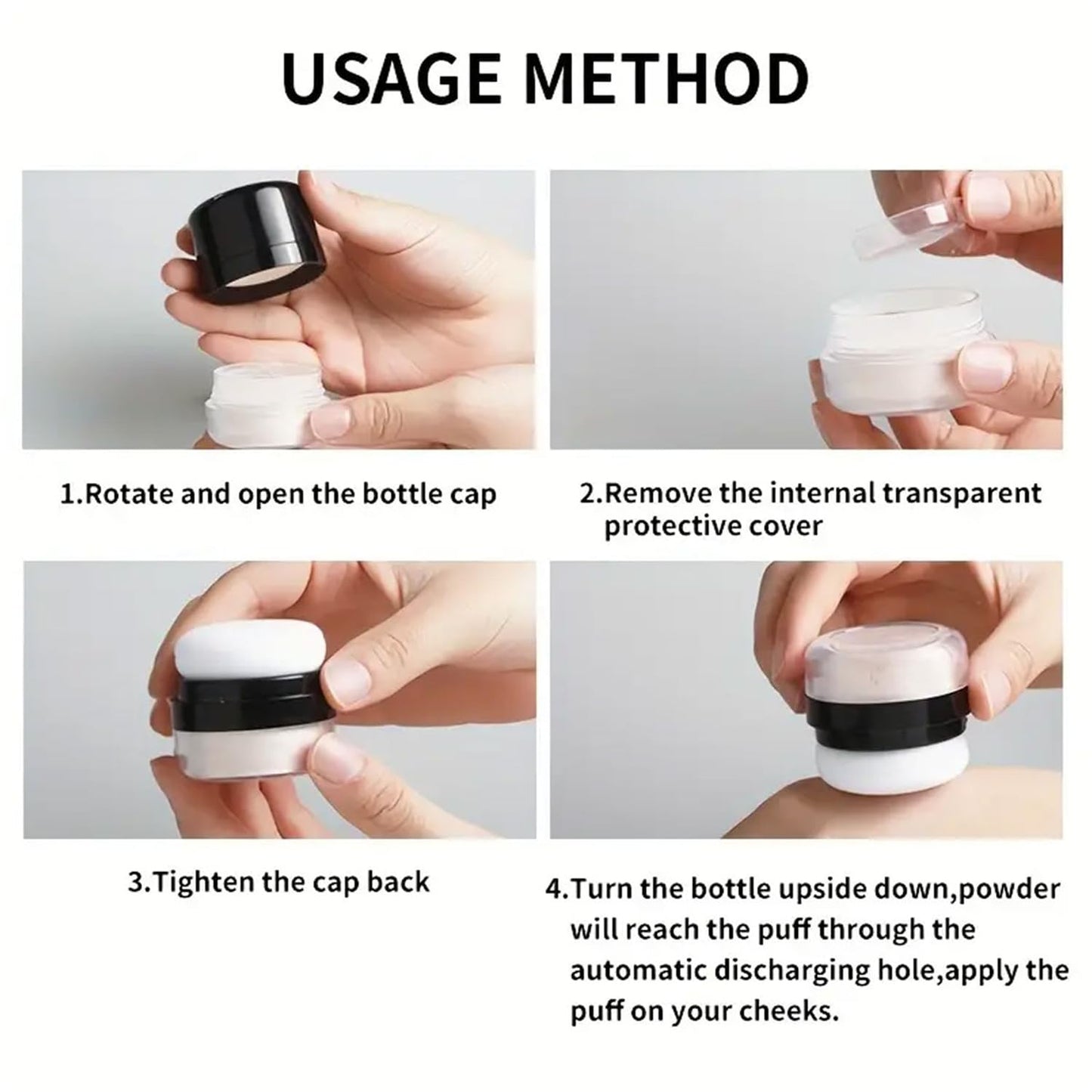 Setting Powder Lightweight Loose Powder Finishing Powder Long-Lasting Face Powder Waterproof with Soft Mushroom Powder Puff & Mirror, Matte Finish,0.28 Oz (Fair Ivory/Matte)