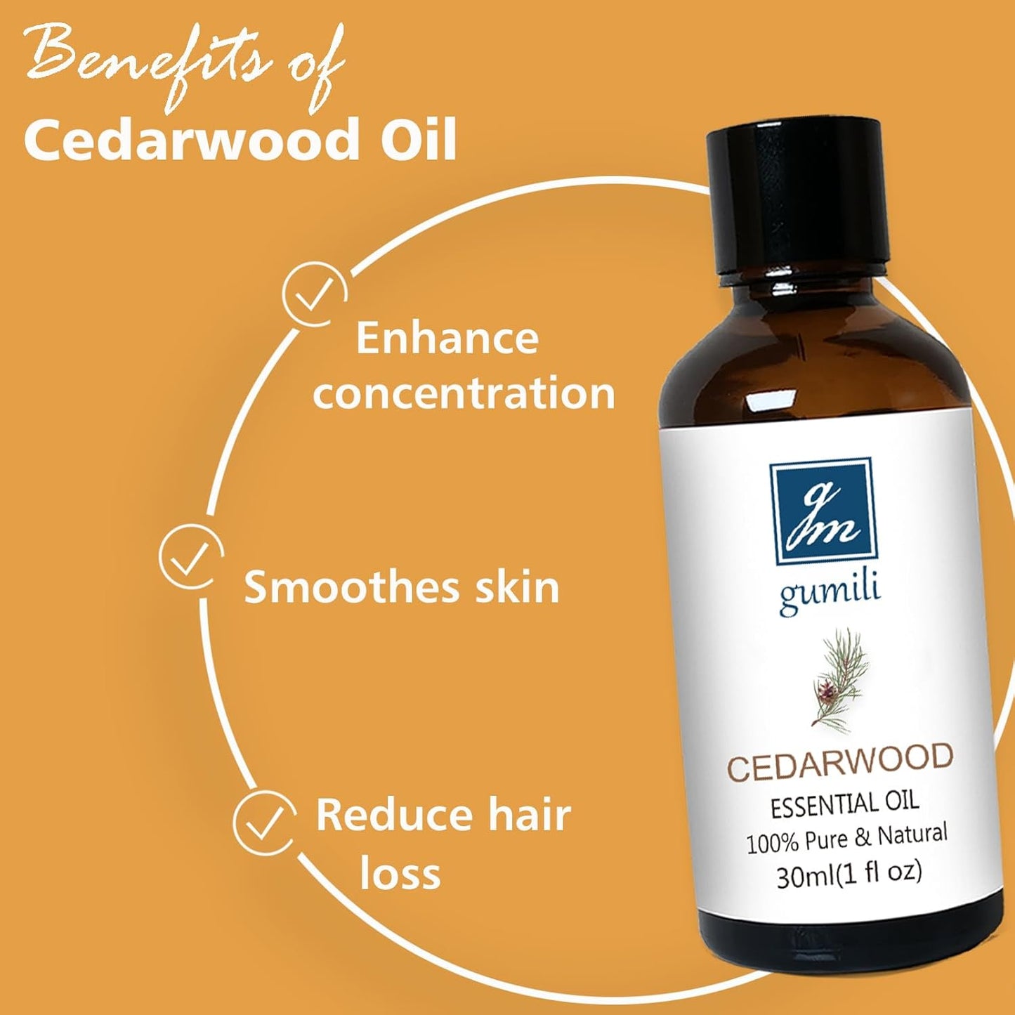 Cedarwood Essential Oil 1 Oz, 100% Pure Natural Cedarwood Oil, Aromatherapy Essential Oils for Diffuser, Skin, Hair, Candle, DIY Body Care