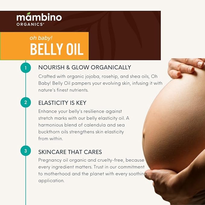 Mambino Organics Bun in the Oven Kit – All Natural Skincare Set for Pregnant Women – Anti-stretch mark, Body Moisturizer, Lip Balm Gift Pregnancy Gift Set for First time Moms