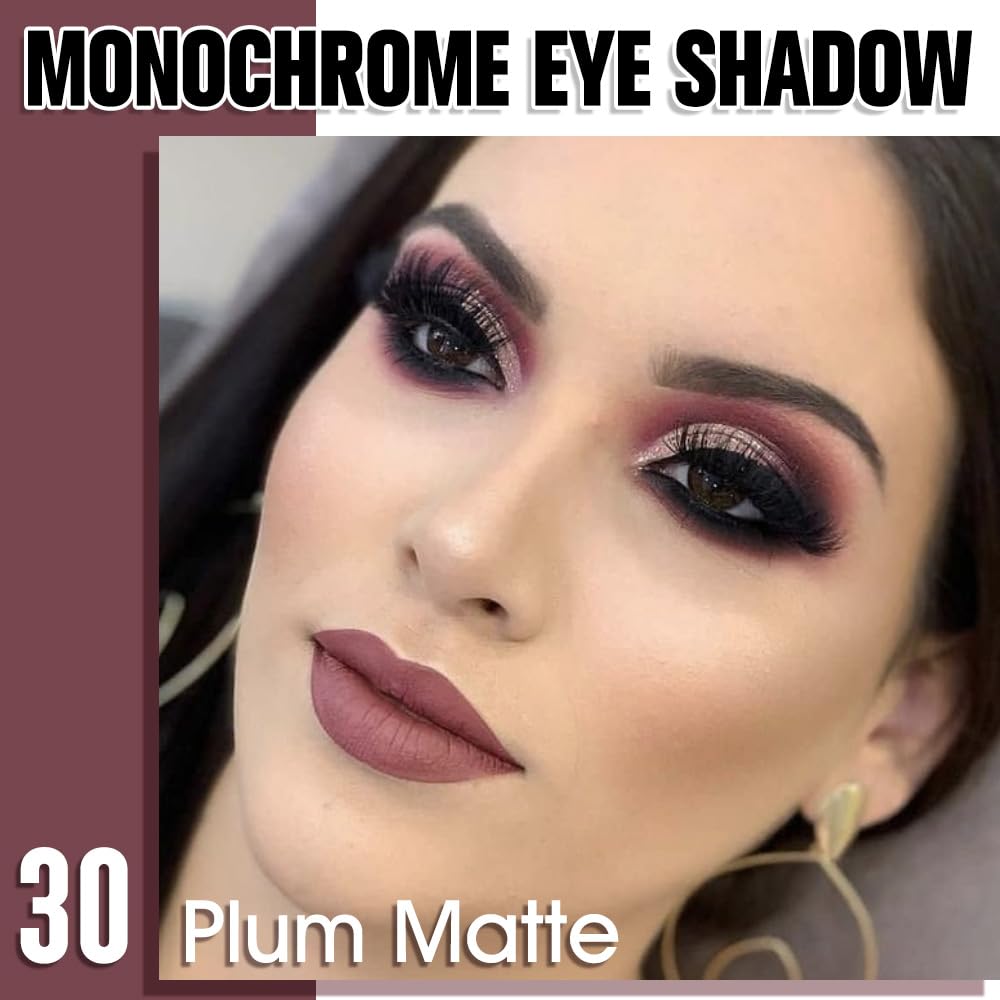 Single Matte Eye Shadow Palette Makeup, Plum Matte Eyeshadow for Women, Monochrome Eye Shadow Makeup, Pigmented Waterproof Sombras Para Ojos, Vegan, Talc, Paraben & Cruelty Free, 30