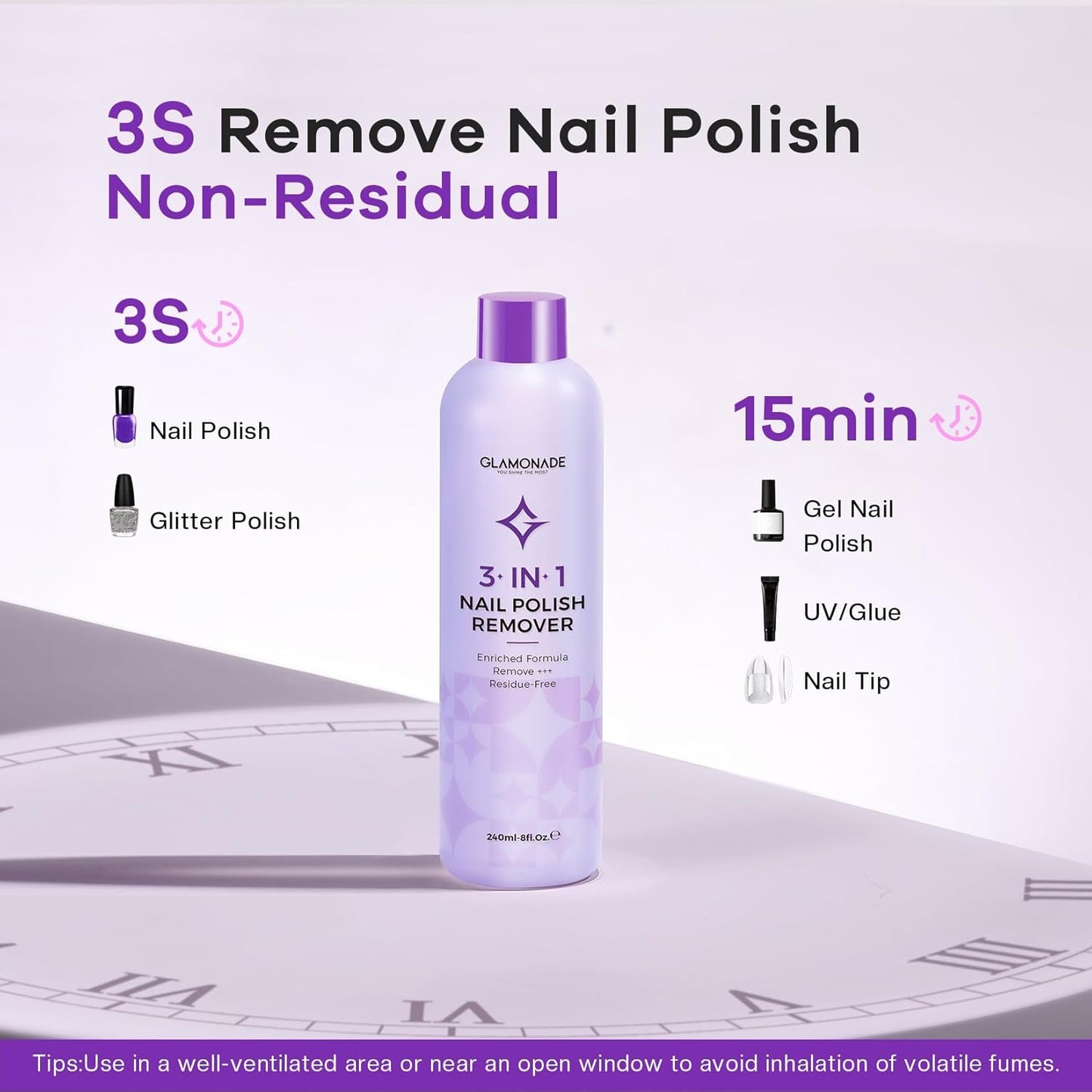 Acetone Nail Polish Remover: Professional Soak off Gel Nail Polish Remover Enriched with Natural Grape Seed Oil 8 Fl Oz for Gel Acrylic Nail Glue Dip Powder for Home Salon