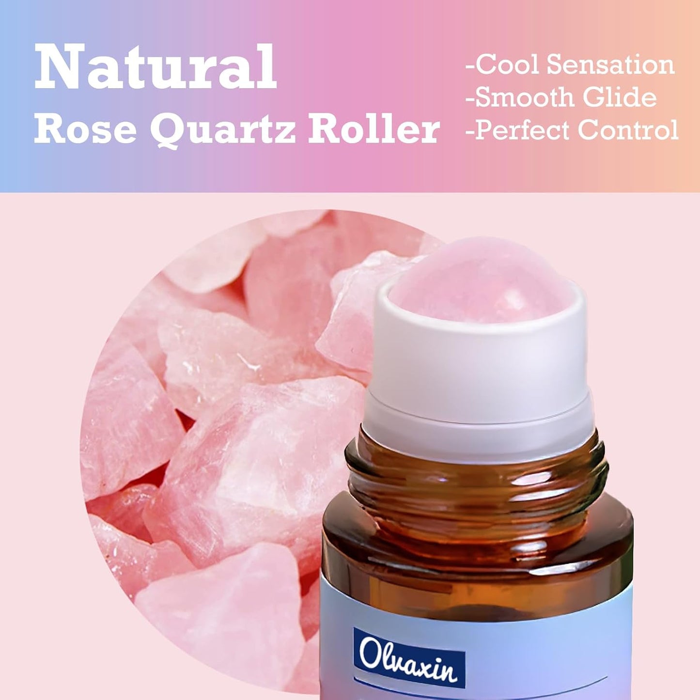 Organic Castor Oil Roll-On with Rose Quartz - 2 Pack x 50mL | Brown Glass Bottle, Cold Pressed, Hexane Free, Unrefined | Nourishing Oil for Face, Hair and Body