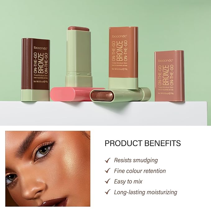 MEICOLY Cream Contour Stick, Shimmery Finish, Rich Glow, 03, 1.94 Ounce, Stick, Buildable, All Skin Tones, Water Resistant, Cruelty Free & Vegan, Facial Contouring Makeup