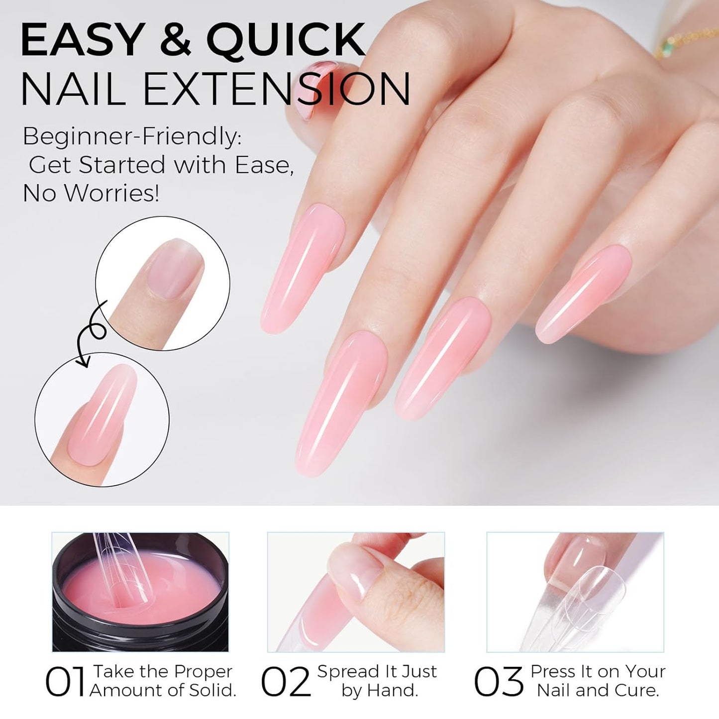 TOMICCA 3D Nail Gel Sculpting Gel for Nail Art 50g Gel Nail Art Non Sticky Hand Carving Gel UV LED Nail Extension Gel Solid Builder Gel for Nails Nude Pink