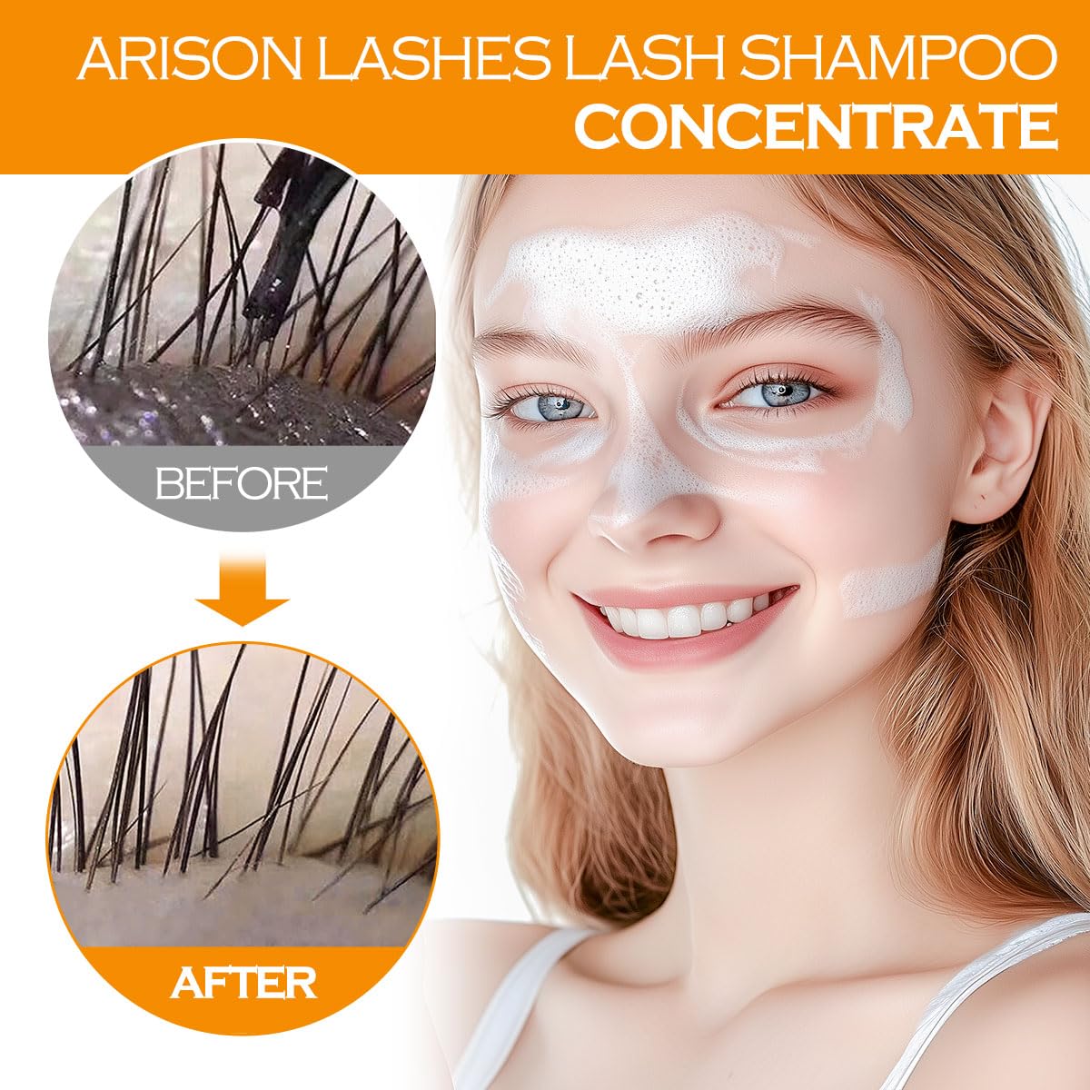 ARISON LASHES Lash Shampoo Concentrate for Lash Extensions 100ML Eyelash Cleanser Concentrate Oil-Free Eyelash Extension Shampoo with Salon Home Care(Turmeric)