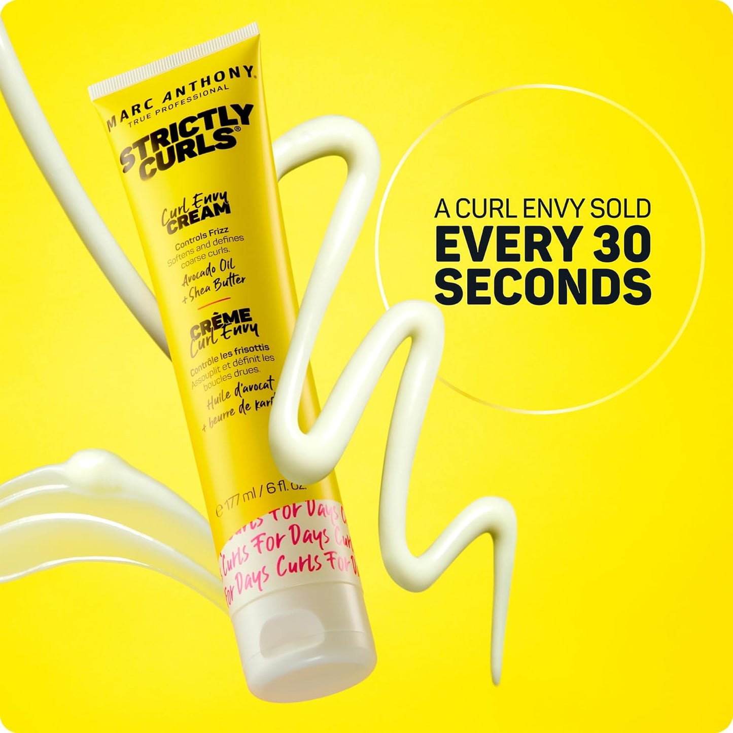 Marc Anthony Curl Envy Cream - Defining Cream for Coarse, Frizzy Curls with Avocado Oil & Shea Butter - Sulfate-Free, Adds Bounce - 6 Oz